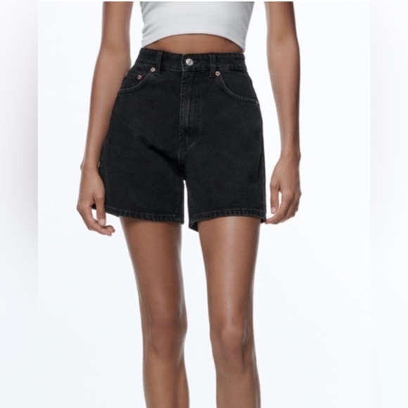 Black Denim Women's Shorts - Picture 2 of 4